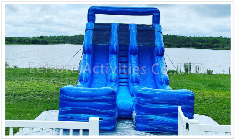 15ft double lane water slide marble blue sl