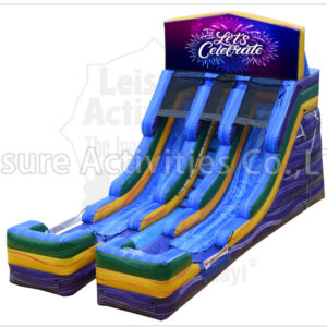 16ft multi theme double lane water slide marble purple sl