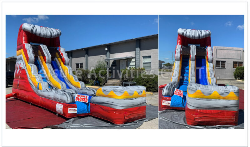 16ft volcano single lane water slide marble red ii sl