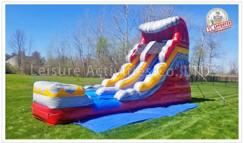 16ft volcano single lane water slide marble red ii sl