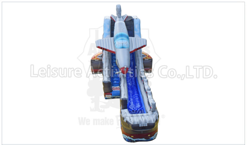 20ft single lane water slide shark mouth fighter plane sl