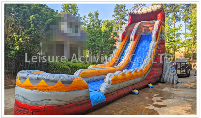22ft volcano single lane water slide marble red ii rpl