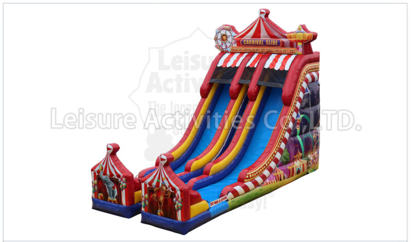 22ft double lane dry slide carnival theme