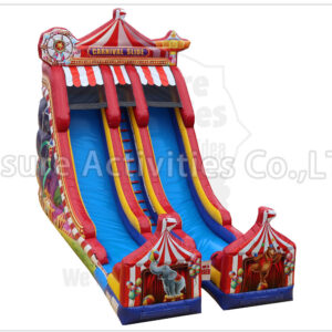 22ft double lane dry slide carnival theme