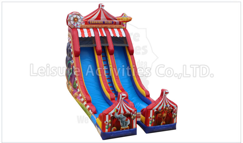 22ft double lane dry slide carnival theme