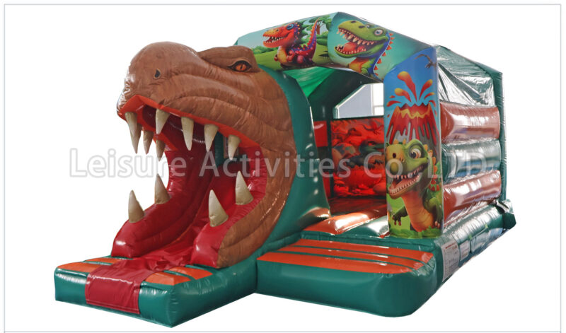 t rex bouncy castle with slide